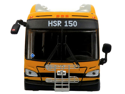 New Flyer Xcelsior XE60 Articulated Transit Bus "Hamilton Street Railway - 150th Anniversary" Yellow with Black Stripes "The Bus & Motorcoach Collection" Limited Edition 1/87 (HO) Diecast Model by Iconic Replicas