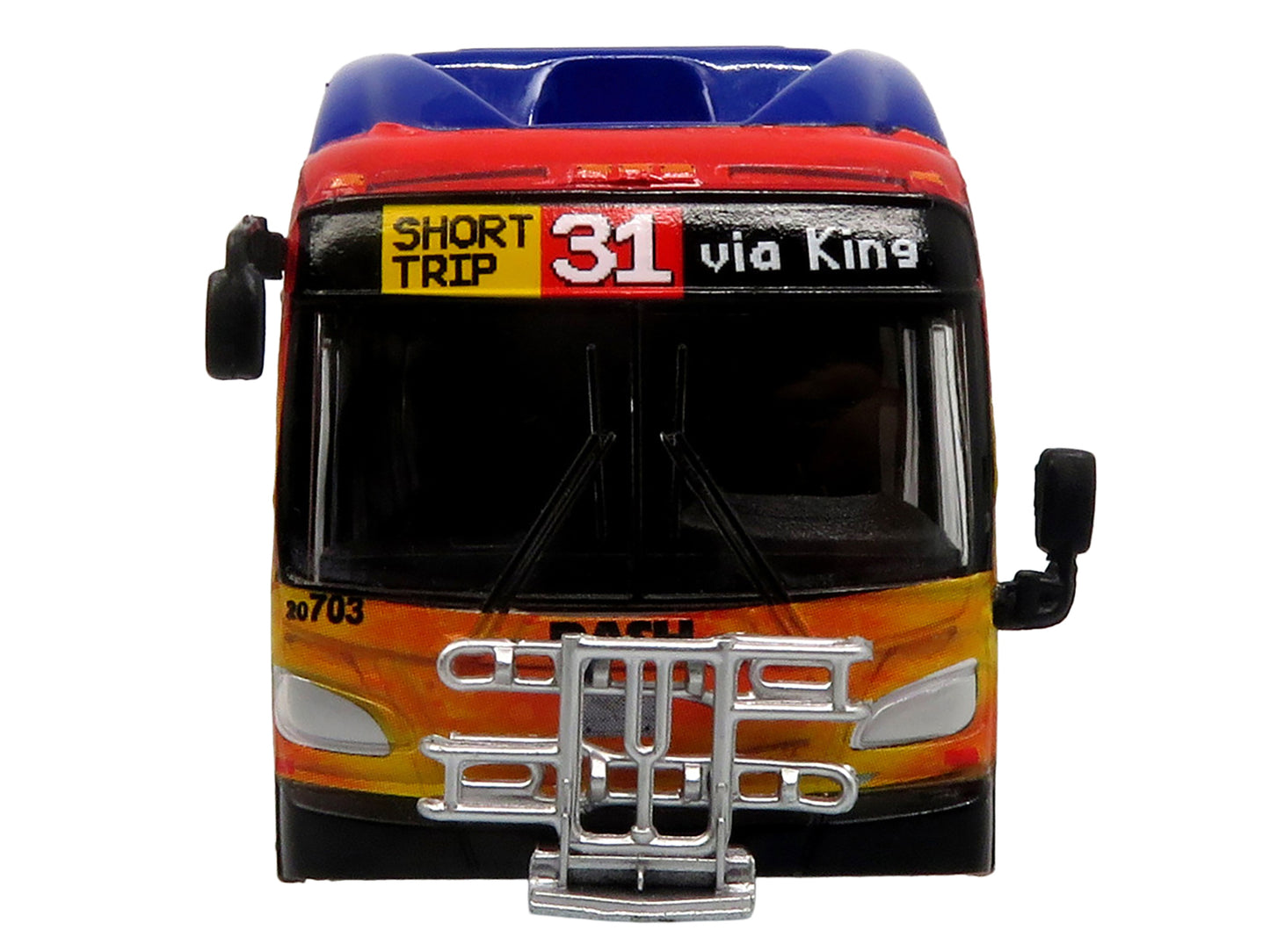 New Flyer Xcelsior XN40 Transit Bus "DASH Pride Livery" Blue with Rainbow Graphics "The Bus & Motorcoach Collection" Limited Edition 1/87 (HO) Diecast Model by Iconic Replicas