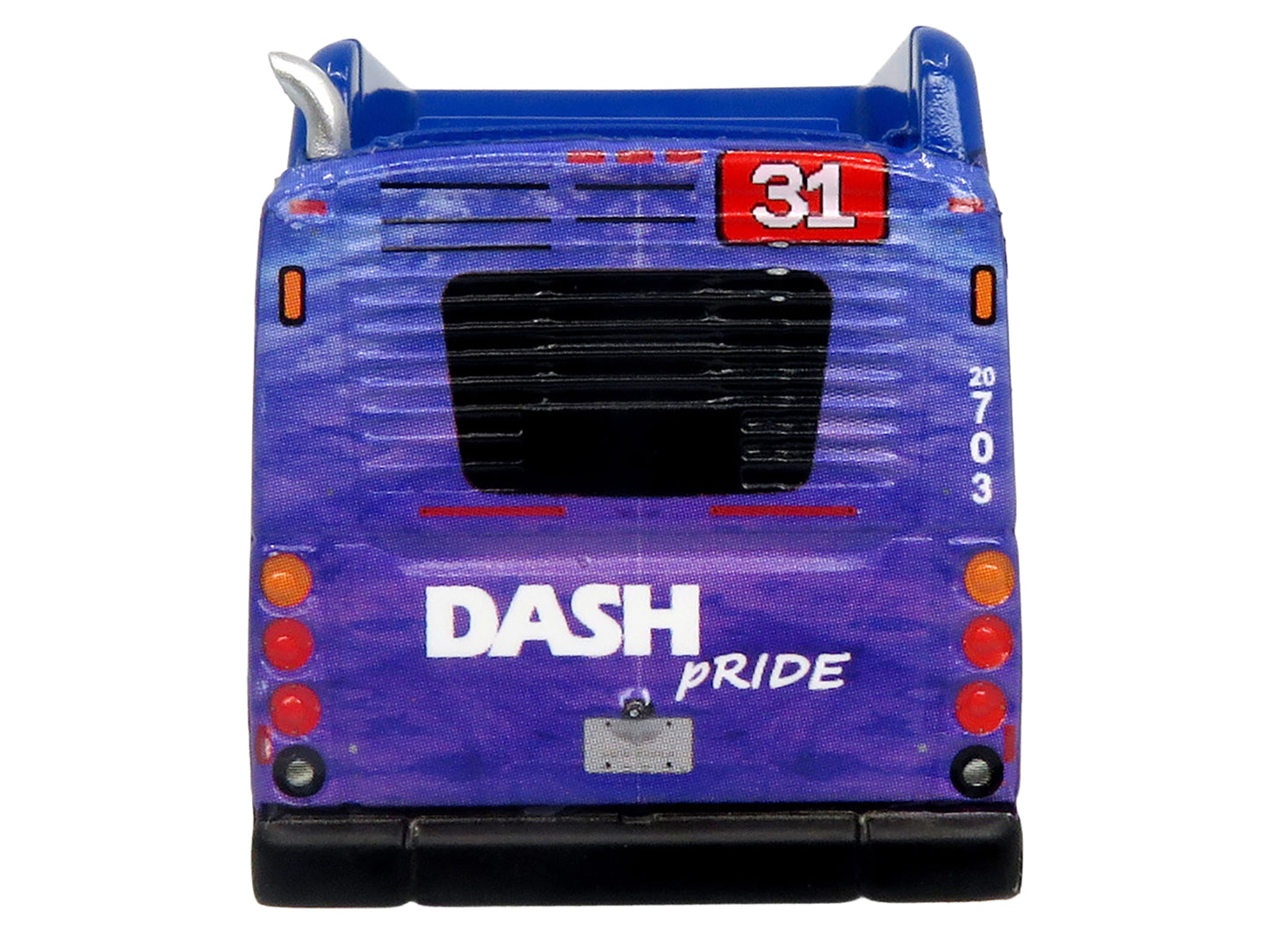 New Flyer Xcelsior XN40 Transit Bus "DASH Pride Livery" Blue with Rainbow Graphics "The Bus & Motorcoach Collection" Limited Edition 1/87 (HO) Diecast Model by Iconic Replicas