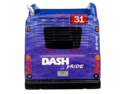 New Flyer Xcelsior XN40 Transit Bus "DASH Pride Livery" Blue with Rainbow Graphics "The Bus & Motorcoach Collection" Limited Edition 1/87 (HO) Diecast Model by Iconic Replicas