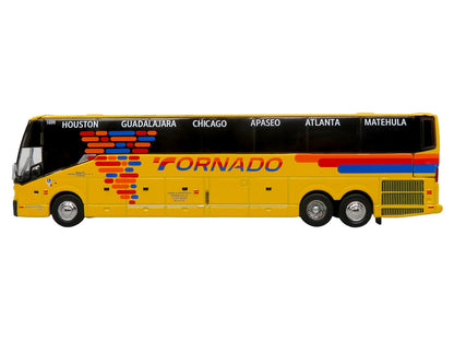 Prevost H3-45 Coach Bus "Tornado Bus Company" Yellow with Graphics Limited Edition 1/87 (HO) Diecast Model by Iconic Replicas