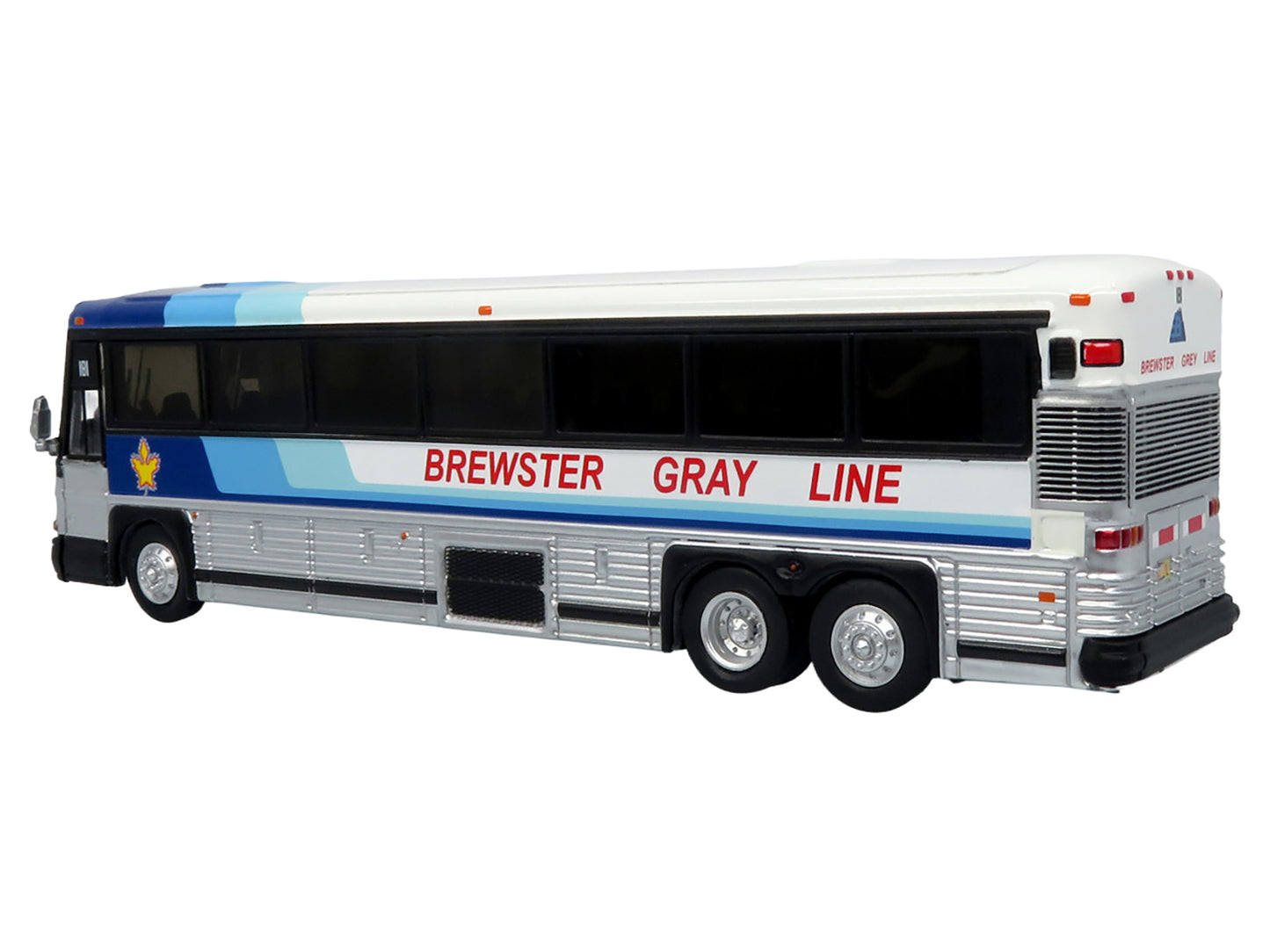 2001 MCI D4000 Coach Bus "Brewster Gray Line" White with Blue Stripes "Vintage Bus & Motorcoach Collection" Limited Edition to 504 pieces Worldwide 1/87 (HO) Diecast Model by Iconic Replicas