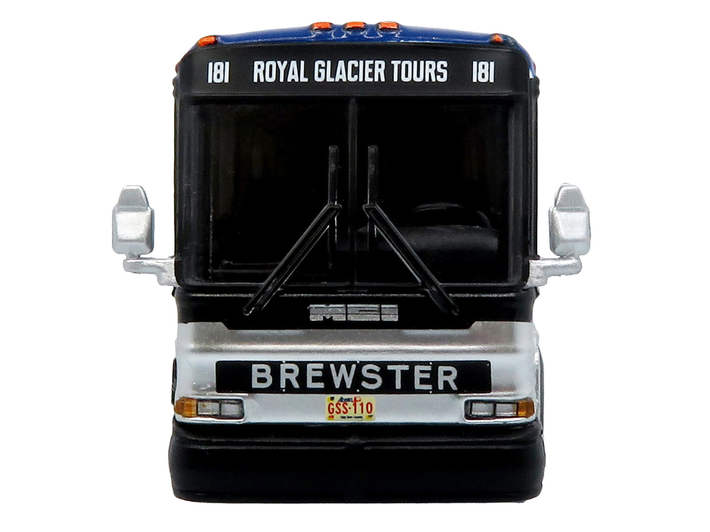2001 MCI D4000 Coach Bus "Brewster Gray Line" White with Blue Stripes "Vintage Bus & Motorcoach Collection" Limited Edition to 504 pieces Worldwide 1/87 (HO) Diecast Model by Iconic Replicas