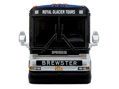 2001 MCI D4000 Coach Bus "Brewster Gray Line" White with Blue Stripes "Vintage Bus & Motorcoach Collection" Limited Edition to 504 pieces Worldwide 1/87 (HO) Diecast Model by Iconic Replicas