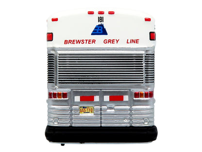 2001 MCI D4000 Coach Bus "Brewster Gray Line" White with Blue Stripes "Vintage Bus & Motorcoach Collection" Limited Edition to 504 pieces Worldwide 1/87 (HO) Diecast Model by Iconic Replicas