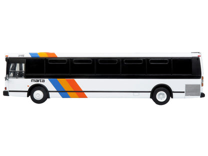 1980 Grumman 870 Advanced Design Transit Bus "MARTA Atlanta" White with Stripes "Vintage Bus & Motorcoach Collection" Limited Edition 1/87 (HO) Diecast Model by Iconic Replicas