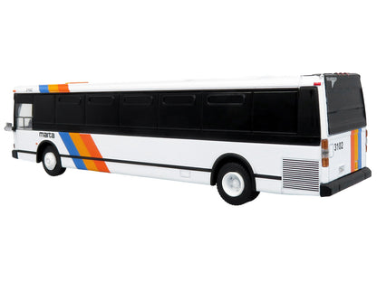 1980 Grumman 870 Advanced Design Transit Bus "MARTA Atlanta" White with Stripes "Vintage Bus & Motorcoach Collection" Limited Edition 1/87 (HO) Diecast Model by Iconic Replicas