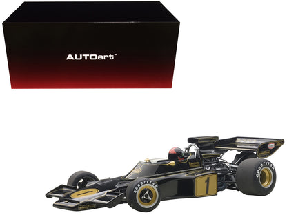 Lotus 72E 1973 Emerson Fittipaldi #1 with Driver Figure in Cockpit 1/18 Model Car by Autoart-DiecastModeler.com