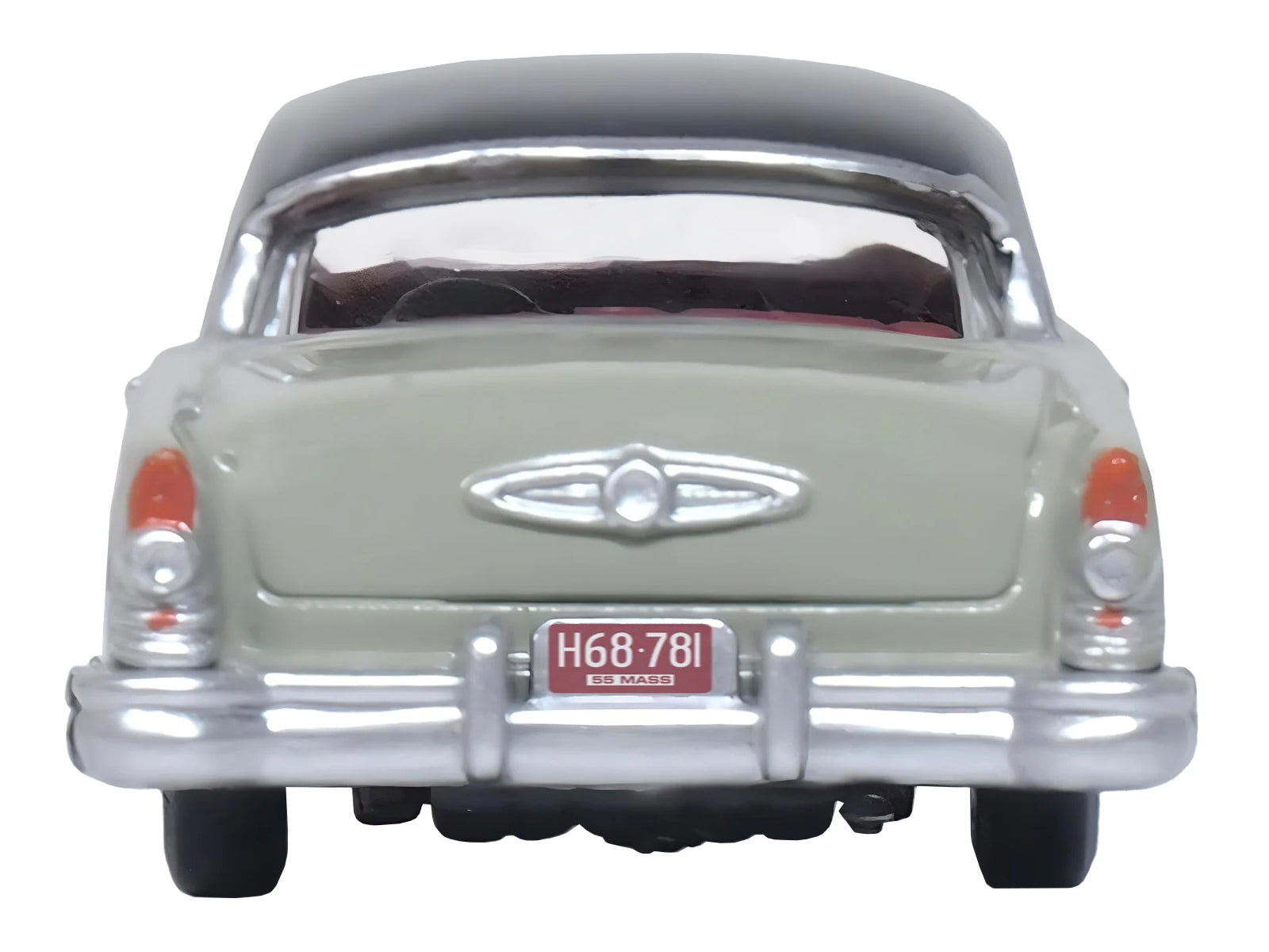 1955 Buick Century Windsor Gray and Dover White with Carlsbad Black Top 1/87 (HO) Scale Diecast Model Car by Oxford Diecast-DiecastModeler.com