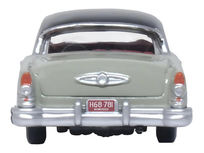 1955 Buick Century Windsor Gray and Dover White with Carlsbad Black Top 1/87 (HO) Scale Diecast Model Car by Oxford Diecast-DiecastModeler.com
