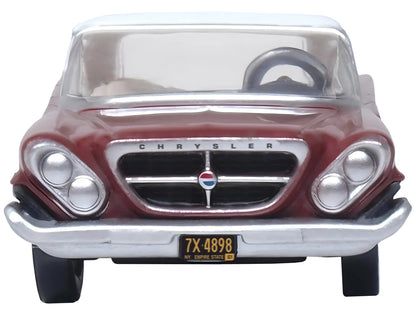 1961 Chrysler 300 Convertible (Closed Top) Cinnamon Brown Metallic with White Top 1/87 (HO) Scale Diecast Model Car by Oxford Diecast-DiecastModeler.com
