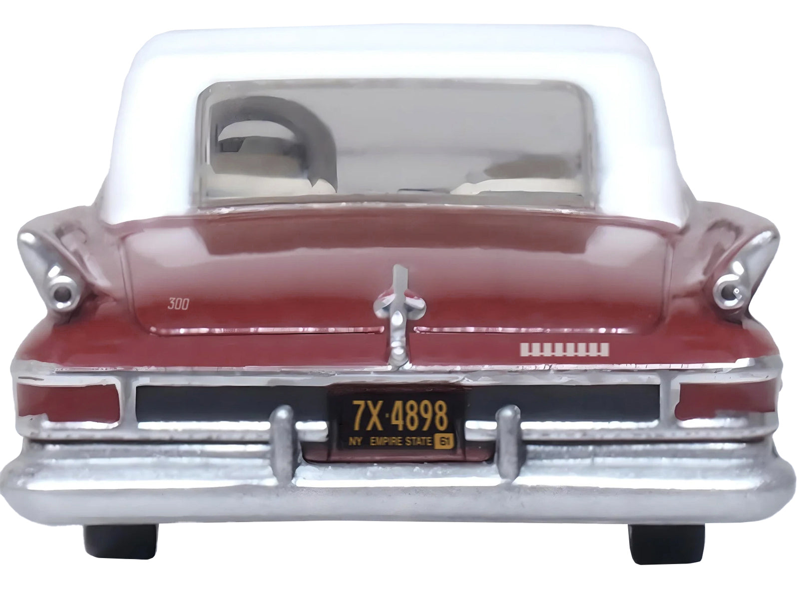 1961 Chrysler 300 Convertible (Closed Top) Cinnamon Brown Metallic with White Top 1/87 (HO) Scale Diecast Model Car by Oxford Diecast-DiecastModeler.com