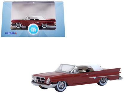 1961 Chrysler 300 Convertible (Closed Top) Cinnamon Brown Metallic with White Top 1/87 (HO) Scale Diecast Model Car by Oxford Diecast-DiecastModeler.com