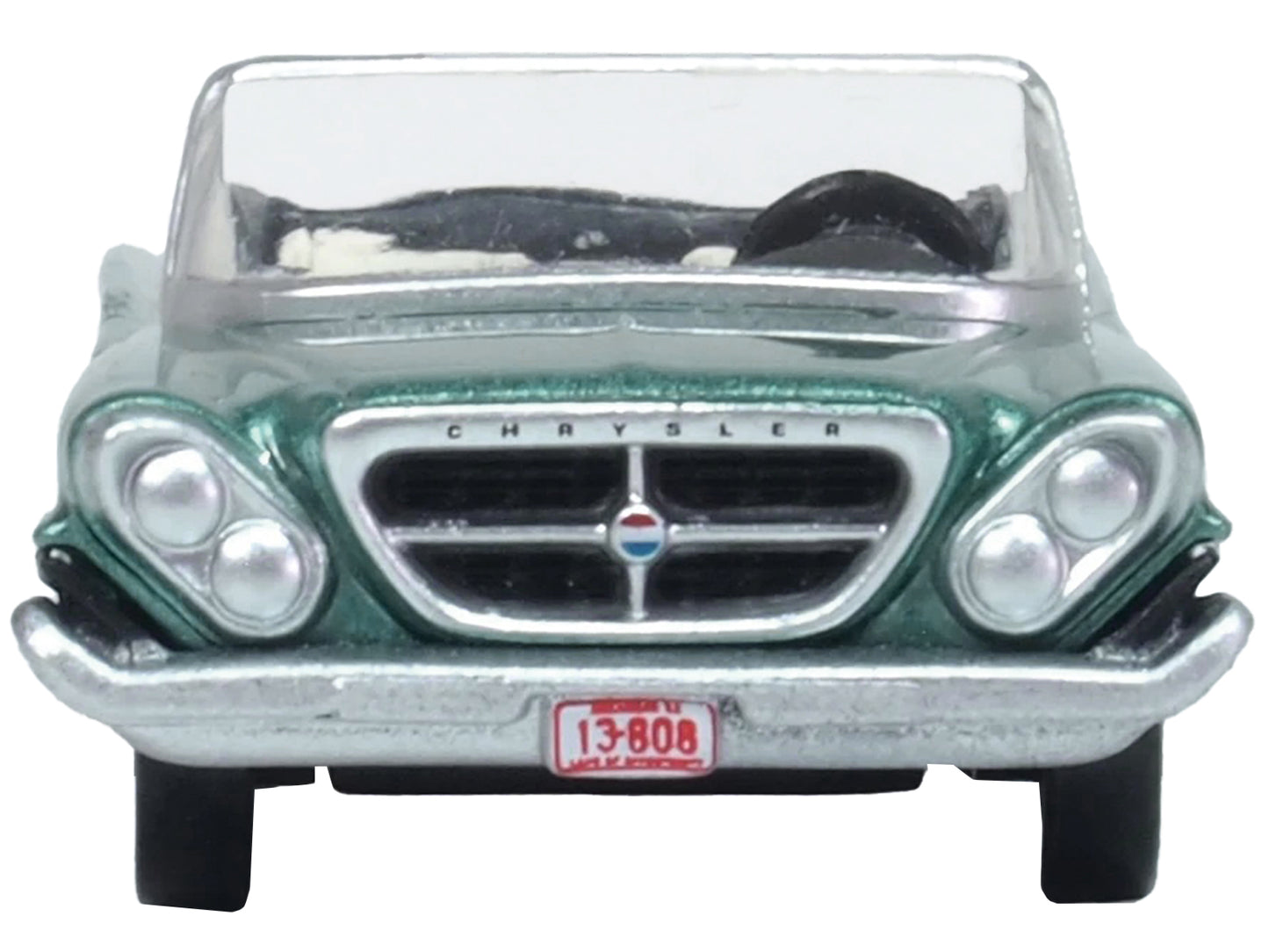 1961 Chrysler 300 Convertible Pinewood Green Metallic 1/87 (HO) Scale Diecast Model Car by Oxford Diecast-DiecastModeler.com