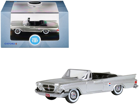 1961 Chrysler 300G Convertible Sheffield Silver Metallic 1/87 (HO) Scale Diecast Model Car by Oxford Diecast