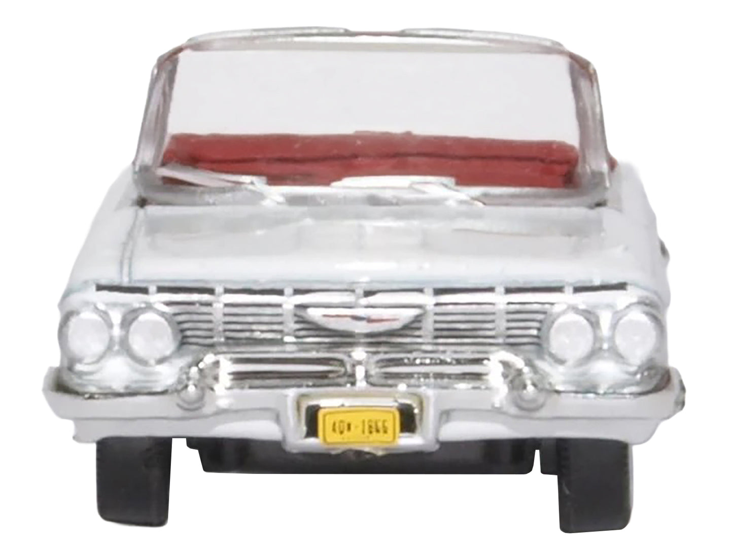 1961 Chevrolet Impala Convertible Ermine White with Roman Red Interior 1/87 (HO) Scale Diecast Model Car by Oxford Diecast-DiecastModeler.com