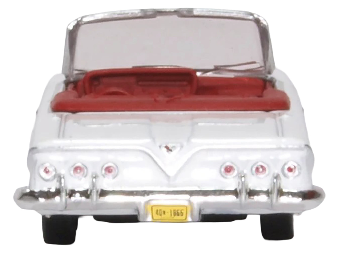 1961 Chevrolet Impala Convertible Ermine White with Roman Red Interior 1/87 (HO) Scale Diecast Model Car by Oxford Diecast-DiecastModeler.com