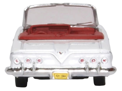 1961 Chevrolet Impala Convertible Ermine White with Roman Red Interior 1/87 (HO) Scale Diecast Model Car by Oxford Diecast-DiecastModeler.com