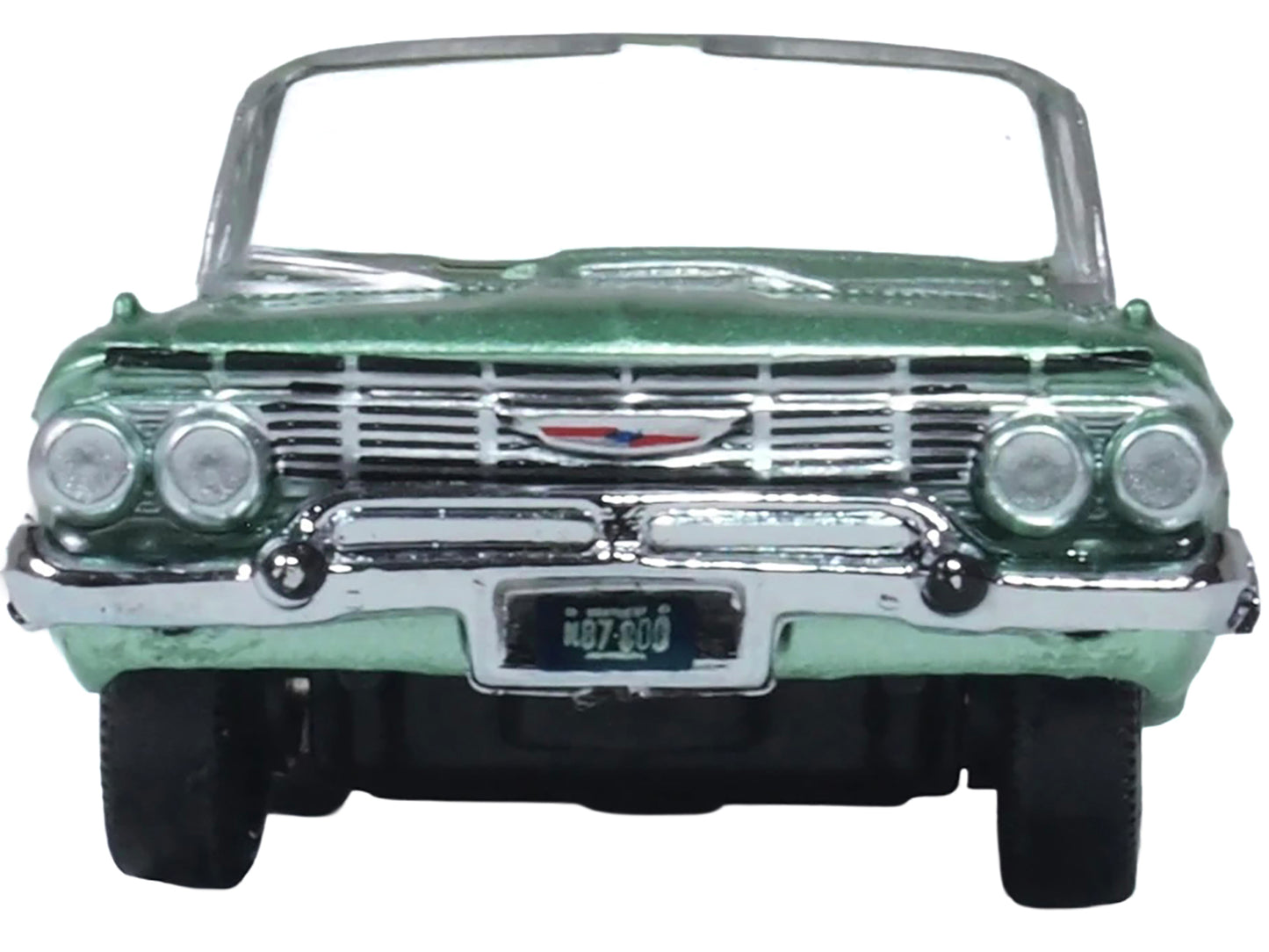 1961 Chevrolet Impala Convertible Arbor Green Metallic with Green Interior 1/87 (HO) Scale Diecast Model Car by Oxford Diecast