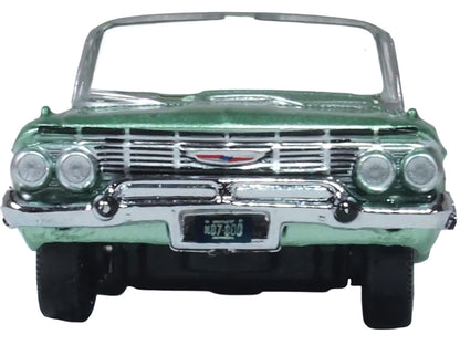1961 Chevrolet Impala Convertible Arbor Green Metallic with Green Interior 1/87 (HO) Scale Diecast Model Car by Oxford Diecast