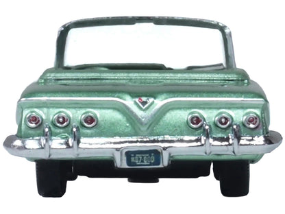 1961 Chevrolet Impala Convertible Arbor Green Metallic with Green Interior 1/87 (HO) Scale Diecast Model Car by Oxford Diecast