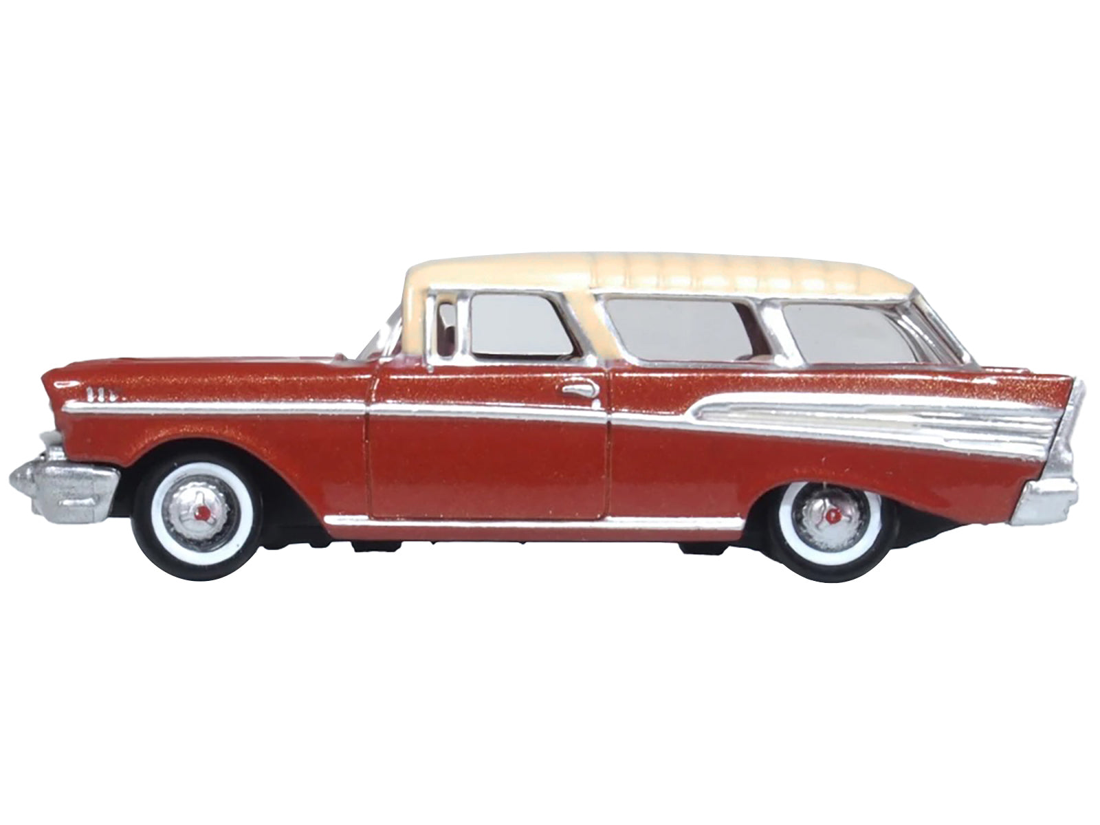 1957 Chevrolet Nomad Adobe Beige with Sierra Gold Top 1/87 (HO) Scale Diecast Model Car by Oxford Diecast-DiecastModeler.com