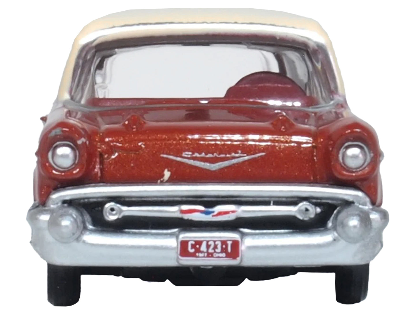 1957 Chevrolet Nomad Adobe Beige with Sierra Gold Top 1/87 (HO) Scale Diecast Model Car by Oxford Diecast-DiecastModeler.com