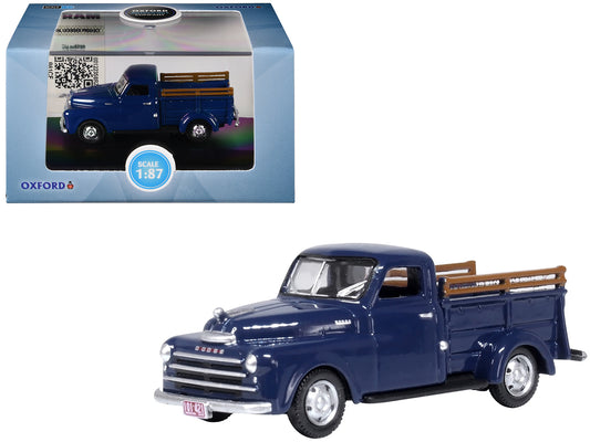 1948 Dodge B-1B Pickup Truck Waterway Blue 1/87 (HO) Scale Diecast Model Car by Oxford Diecast-DiecastModeler.com