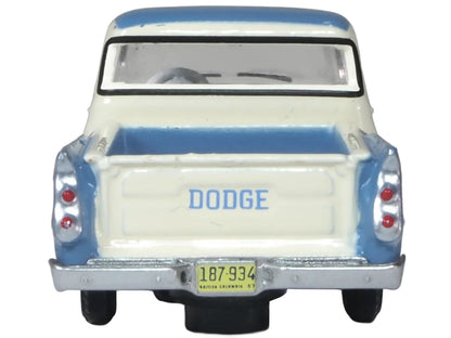 1957 Dodge D100 Sweptside Pickup Truck Ice Blue and Glacier White 1/87 (HO) Scale Diecast Model Car by Oxford Diecast