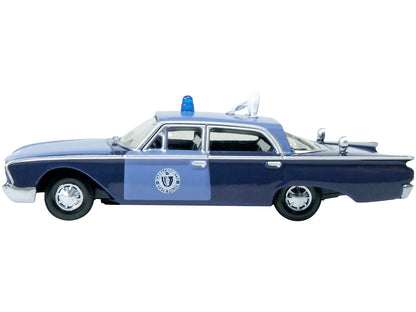 1960 Ford Fairlane Sedan "Massachusetts State Police Radar Car" Blue Two-Tone 1/87 (HO) Scale Diecast Model Car by Oxford Diecast