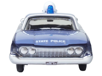 1960 Ford Fairlane Sedan "Massachusetts State Police Radar Car" Blue Two-Tone 1/87 (HO) Scale Diecast Model Car by Oxford Diecast-DiecastModeler.com