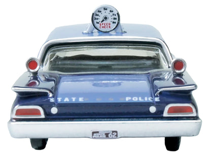 1960 Ford Fairlane Sedan "Massachusetts State Police Radar Car" Blue Two-Tone 1/87 (HO) Scale Diecast Model Car by Oxford Diecast