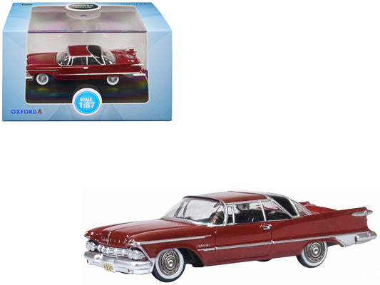 1959 Chrysler Imperial Crown 2 Door Hardtop Radiant Red with Black Top 1/87 (HO) Scale Diecast Model Car by Oxford Diecast-DiecastModeler.com