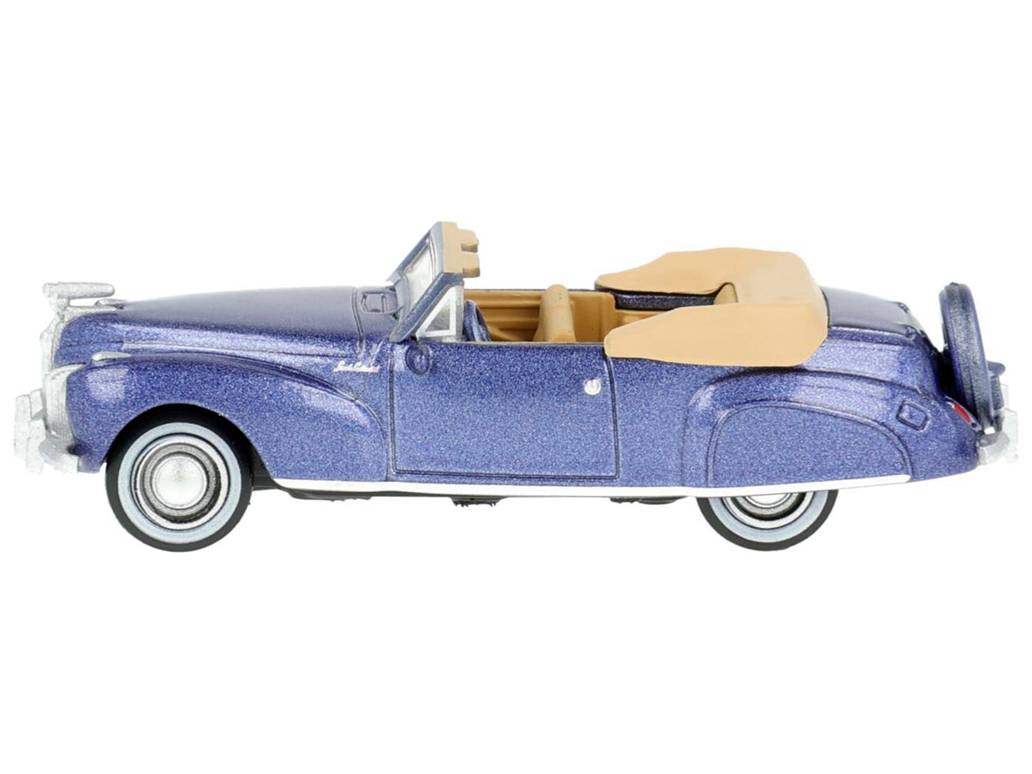 1941 Lincoln Continental Convertible Darian Blue Metallic with Tan Interior 1/87 (HO) Scale Diecast Model Car by Oxford Diecast-DiecastModeler.com