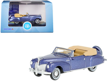 1941 Lincoln Continental Convertible Darian Blue Metallic with Tan Interior 1/87 (HO) Scale Diecast Model Car by Oxford Diecast-DiecastModeler.com
