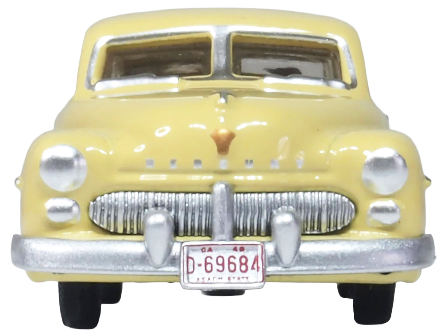 1949 Mercury 8 Coupe Calabash Yellow 1/87 (HO) Scale Diecast Model Car by Oxford Diecast-DiecastModeler.com