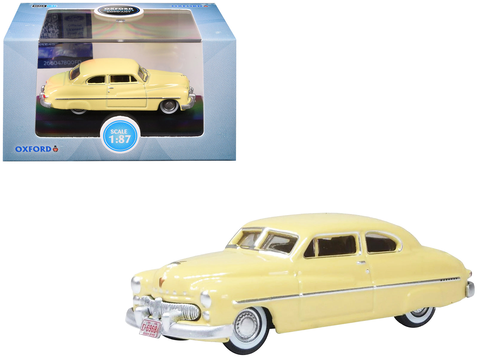 1949 Mercury 8 Coupe Calabash Yellow 1/87 (HO) Scale Diecast Model Car by Oxford Diecast-DiecastModeler.com