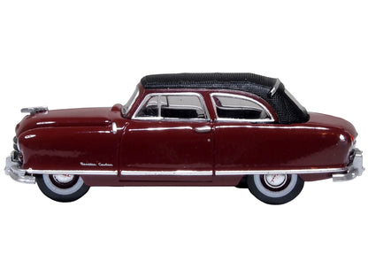 1950 Nash Rambler Custom Landau Convertible (Closed) Sunset Maroon with Black Top 1/87 (HO) Scale Diecast Model Car by Oxford Diecast-DiecastModeler.com