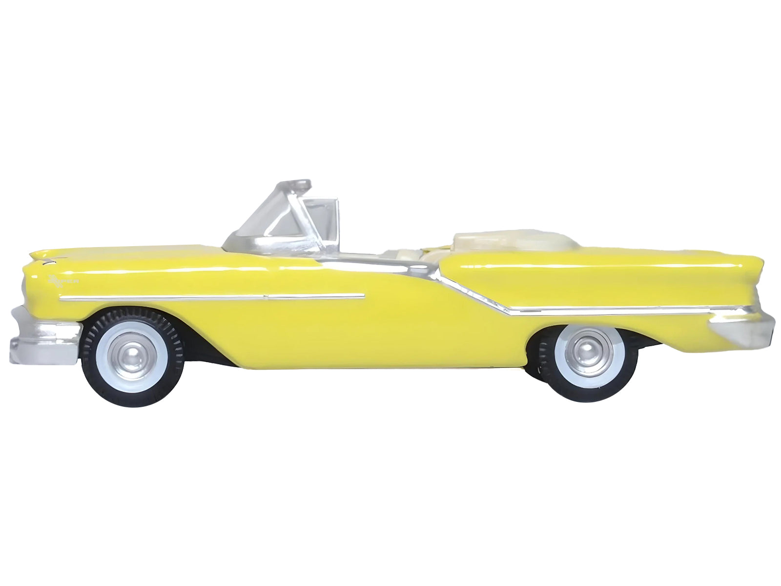 1957 Oldsmobile 88 Convertible Coronado Yellow 1/87 (HO) Scale Diecast Model Car by Oxford Diecast-DiecastModeler.com