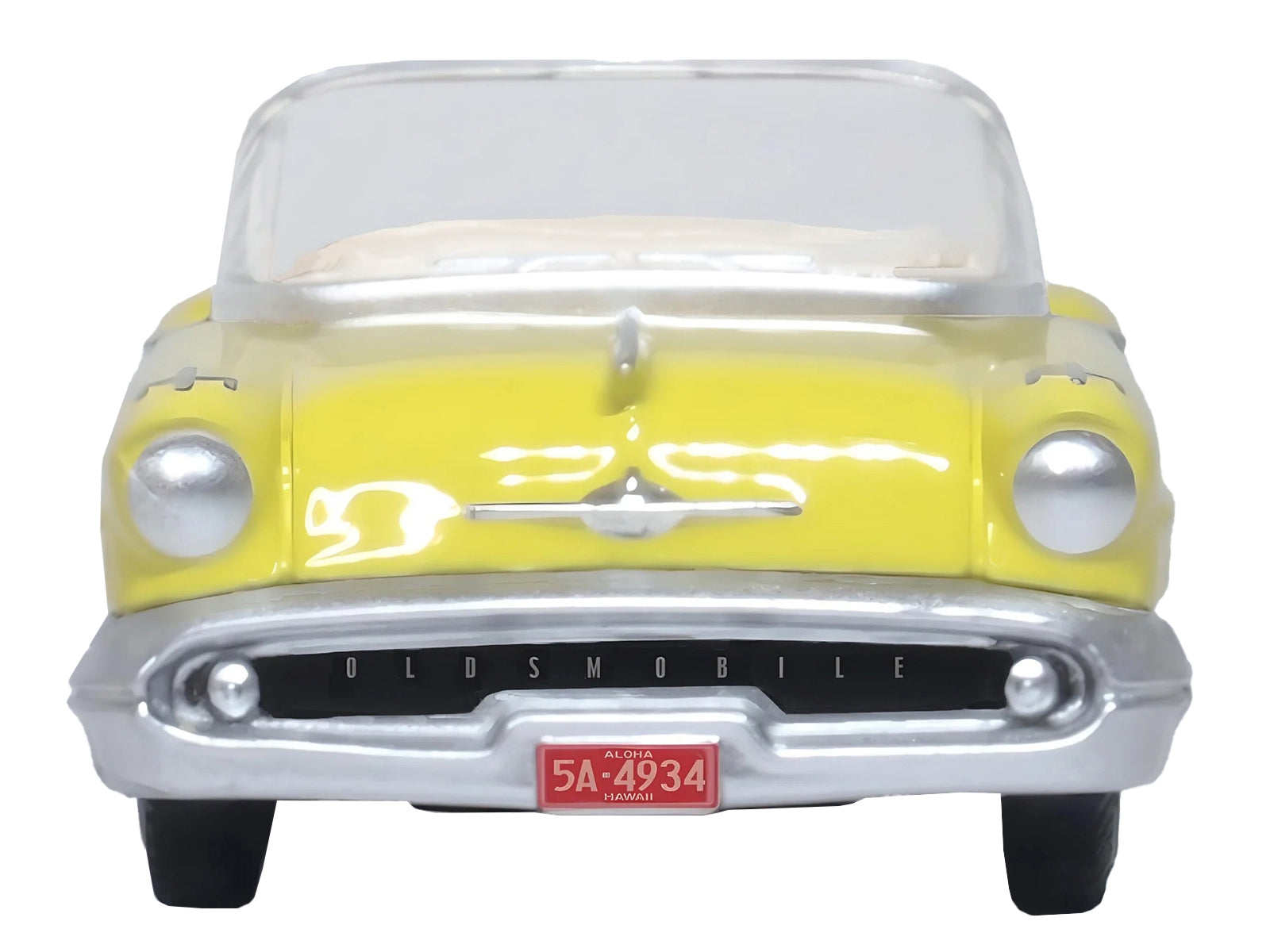1957 Oldsmobile 88 Convertible Coronado Yellow 1/87 (HO) Scale Diecast Model Car by Oxford Diecast-DiecastModeler.com