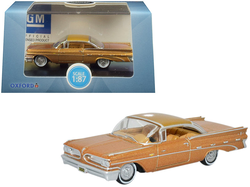 1959 Pontiac Bonneville Coupe Canyon Copper Metallic 1/87 (HO) Scale Diecast Model Car by Oxford Diecast-DiecastModeler.com