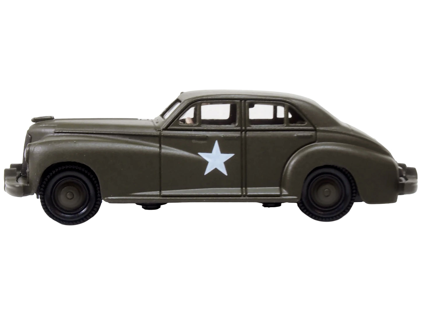 1942 Packard Clipper Touring Sedan "US Army Staff Car" Olive Drab 1/87 (HO) Scale Diecast Model Car by Oxford Diecast-DiecastModeler.com