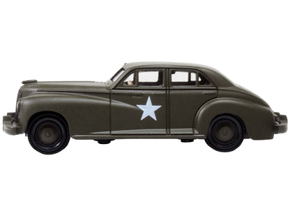 1942 Packard Clipper Touring Sedan "US Army Staff Car" Olive Drab 1/87 (HO) Scale Diecast Model Car by Oxford Diecast-DiecastModeler.com