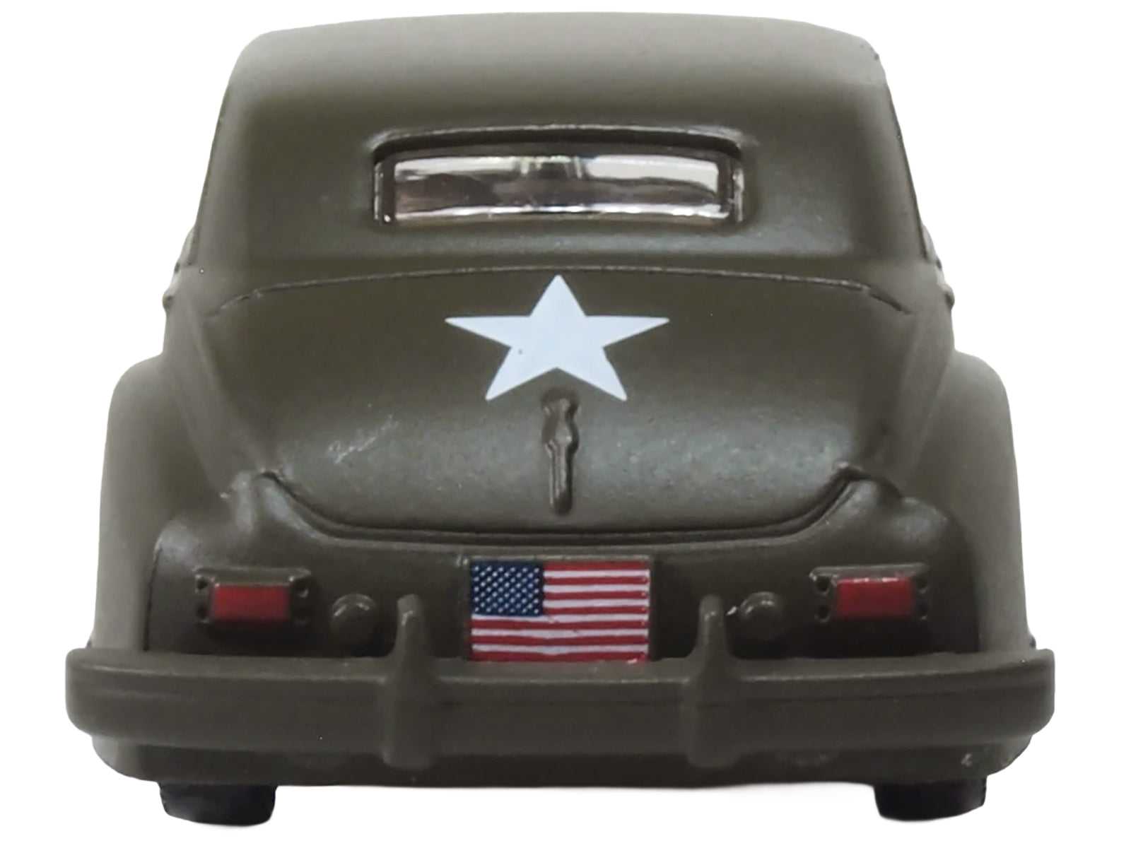 1942 Packard Clipper Touring Sedan "US Army Staff Car" Olive Drab 1/87 (HO) Scale Diecast Model Car by Oxford Diecast-DiecastModeler.com