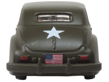1942 Packard Clipper Touring Sedan "US Army Staff Car" Olive Drab 1/87 (HO) Scale Diecast Model Car by Oxford Diecast-DiecastModeler.com