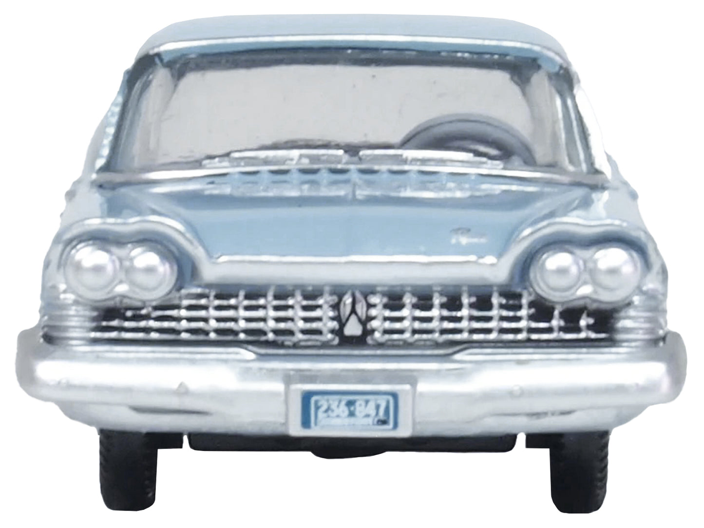1959 Plymouth Savoy Sedan Powder Blue 1/87 (HO) Scale Diecast Model Car by Oxford Diecast