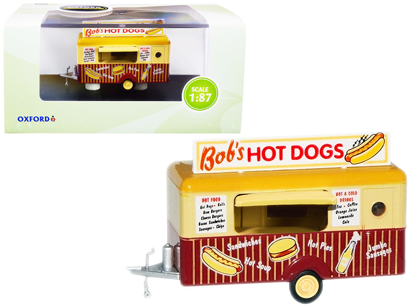 "Bob's Hot Dogs" Mobile Food Trailer 1/87 (HO) Scale Diecast Model by Oxford Diecast-DiecastModeler.com