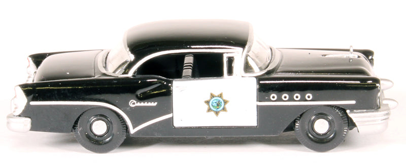1955 Buick Century "California Highway Patrol" (CHP) Black 1/87 (HO) Scale Diecast Model Car by Oxford Diecast
