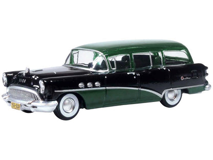 1954 Buick Century Estate Wagon Baffin Green and Carlsbad Black 1/87 (HO) Scale Diecast Model Car by Oxford Diecast