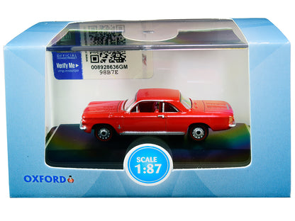 1963 Chevrolet Corvair Coupe Riverside Red with Red Interior 1/87 (HO) Scale Diecast Model Car by Oxford Diecast